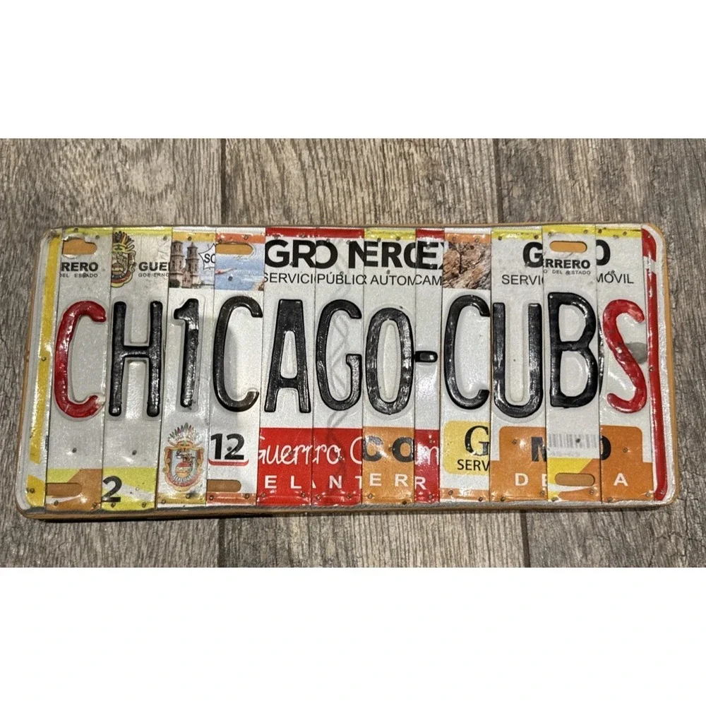 Chicago Cubs License Plate Art Sign – Handmade MLB Baseball Man Cave Decor